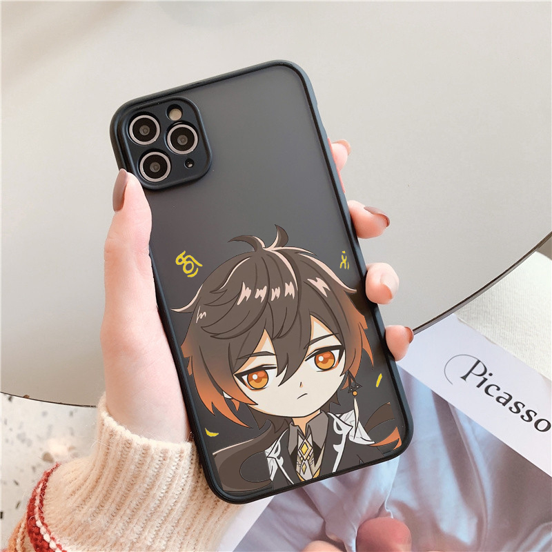 Genshin impact Anime Phone Case For iPhone 12 11 Pro MAX XR XS 7 SE20 13 X 8 6 Plus Cute Clear Hard Matte Cover Shockproof Shell