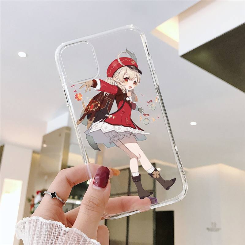 Genshin impact zhongli Phone Case Transparent for iPhone 13 7 8 11 12 s mini pro X XS XR MAX Plus cover funda