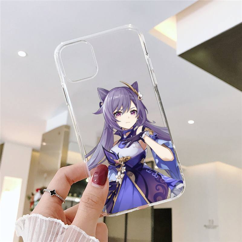 Genshin impact zhongli Phone Case Transparent for iPhone 13 7 8 11 12 s mini pro X XS XR MAX Plus cover funda