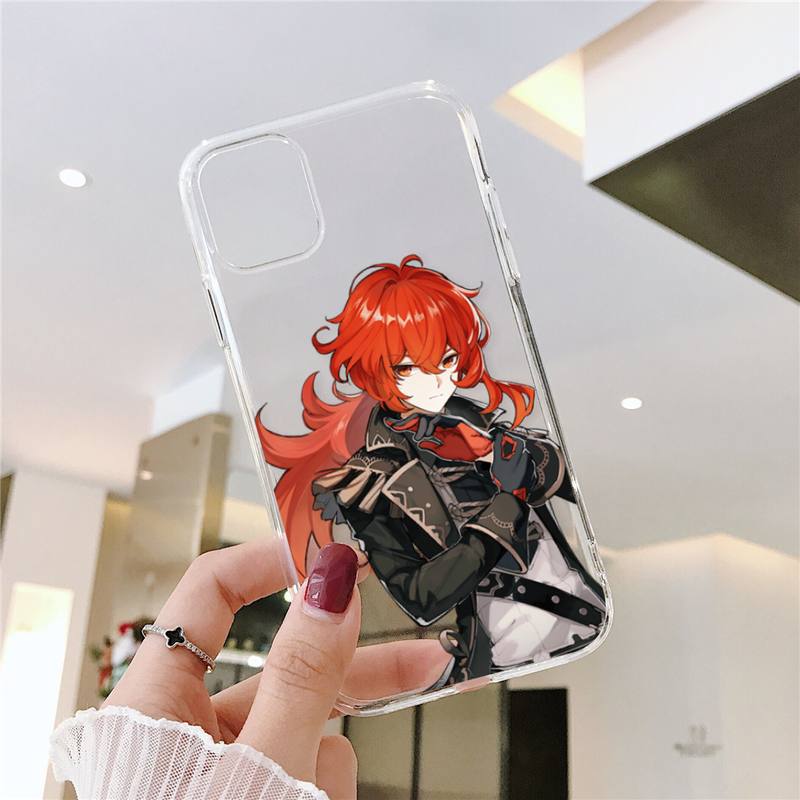 Genshin impact zhongli Phone Case Transparent for iPhone 13 7 8 11 12 s mini pro X XS XR MAX Plus cover funda