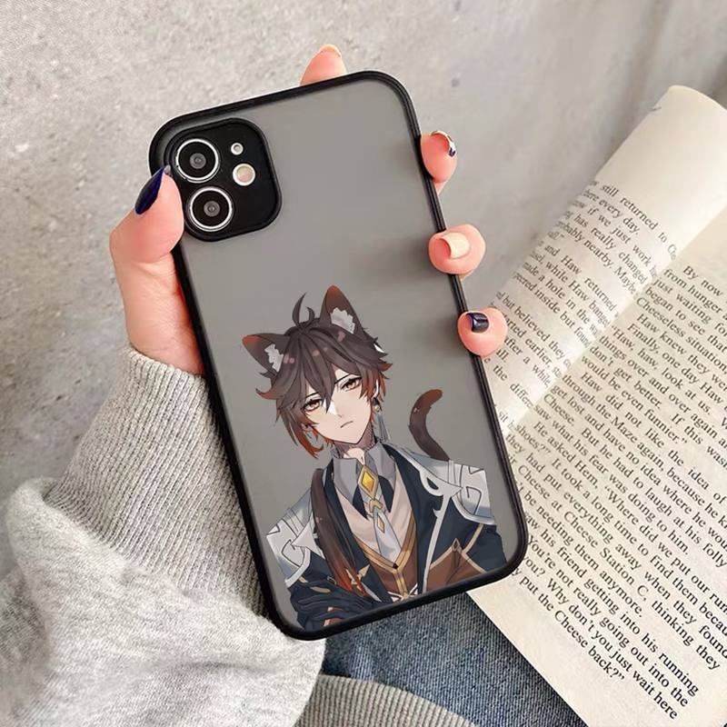 Genshin impact zhongli Phone Case Transparent for iPhone 13 7 8 11 12 s mini pro X XS XR MAX Plus cover funda