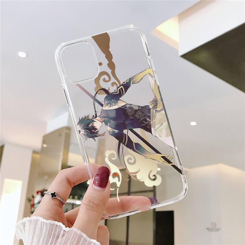 Genshin impact zhongli Phone Case Transparent for iPhone 13 7 8 11 12 s mini pro X XS XR MAX Plus cover funda