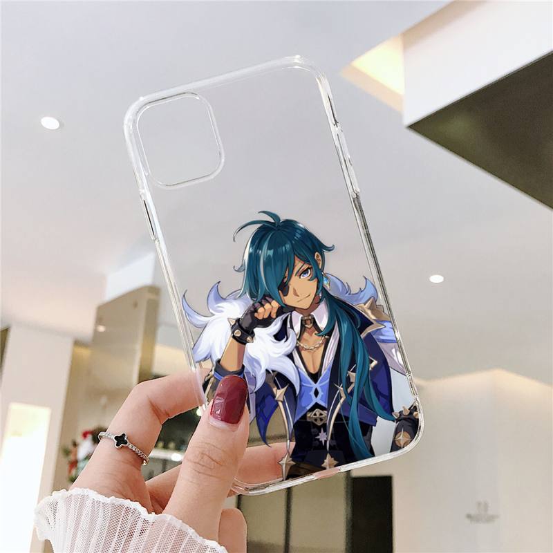 Genshin impact zhongli Phone Case Transparent for iPhone 13 7 8 11 12 s mini pro X XS XR MAX Plus cover funda