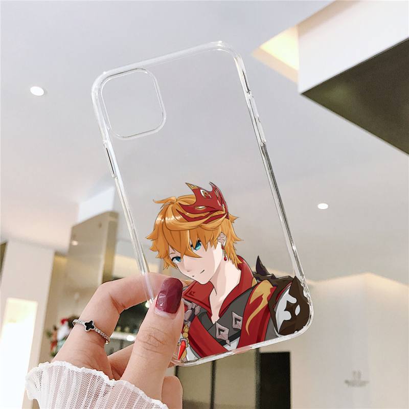 Genshin impact zhongli Phone Case Transparent for iPhone 13 7 8 11 12 s mini pro X XS XR MAX Plus cover funda