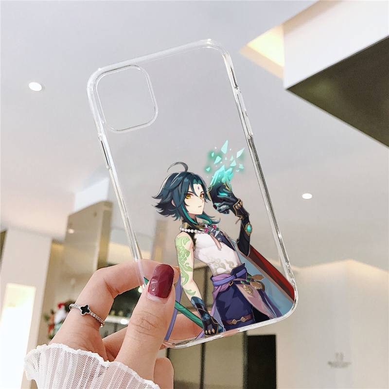 Genshin impact zhongli Phone Case Transparent for iPhone 13 7 8 11 12 s mini pro X XS XR MAX Plus cover funda