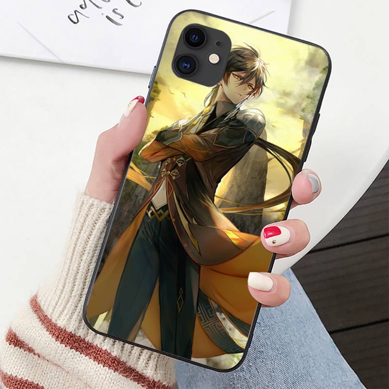 YNDFCNB zhongli genshin impact Phone Case for iPhone 11 12 pro XS MAX 8 7 6 6S Plus X 5S SE 2020 XR cover