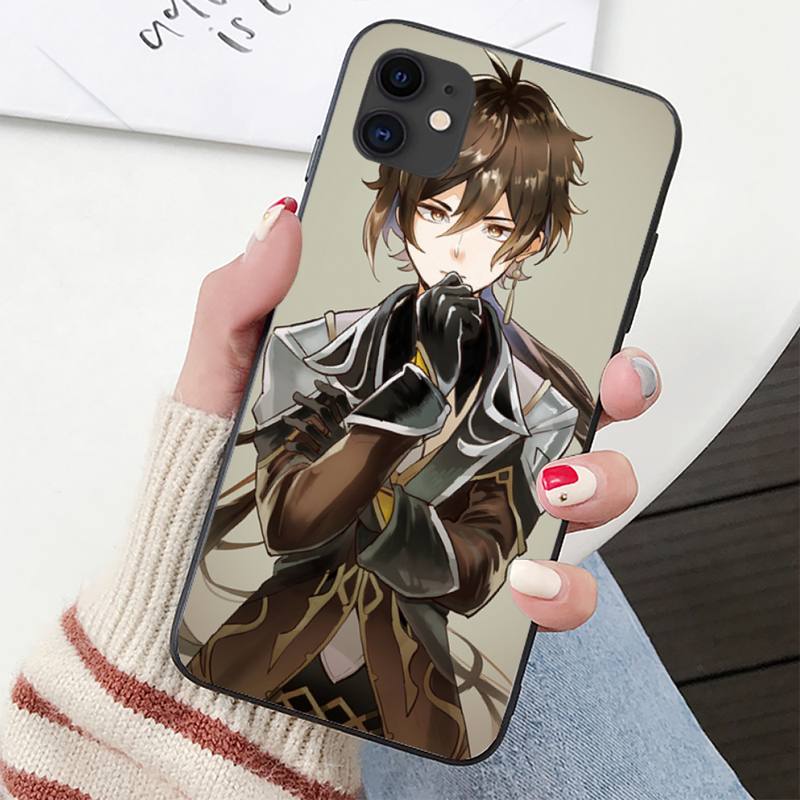 YNDFCNB zhongli genshin impact Phone Case for iPhone 11 12 pro XS MAX 8 7 6 6S Plus X 5S SE 2020 XR cover