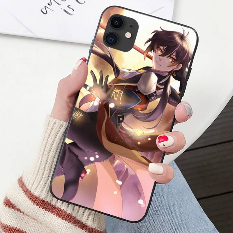 YNDFCNB zhongli genshin impact Phone Case for iPhone 11 12 pro XS MAX 8 7 6 6S Plus X 5S SE 2020 XR cover