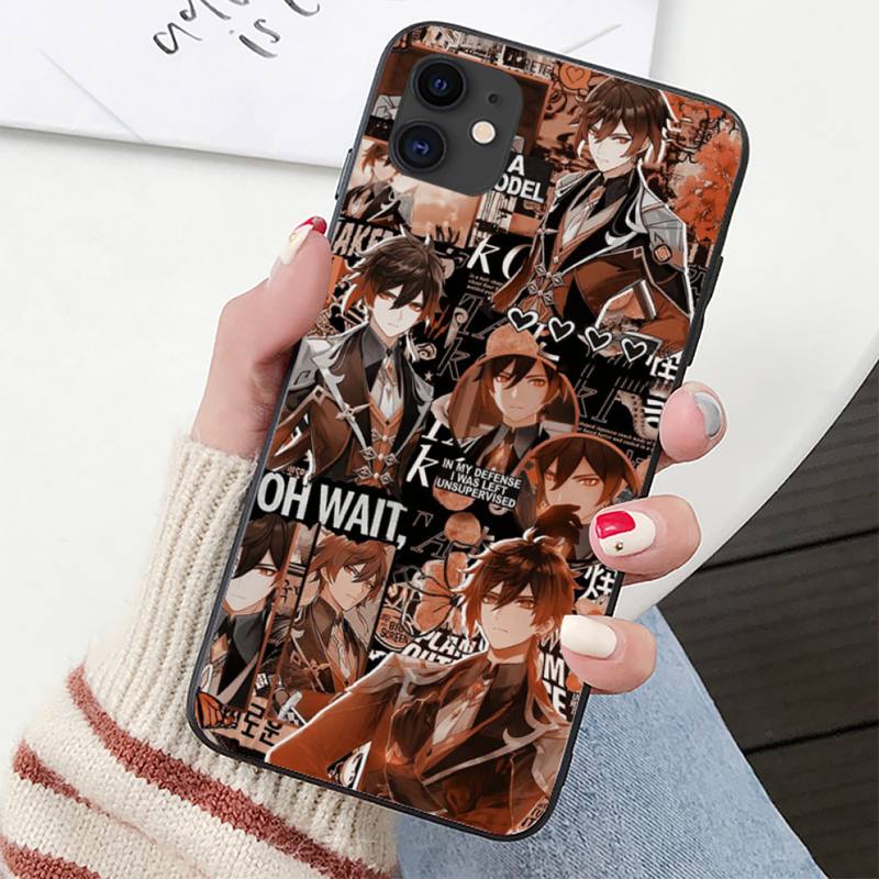 YNDFCNB zhongli genshin impact Phone Case for iPhone 11 12 pro XS MAX 8 7 6 6S Plus X 5S SE 2020 XR cover