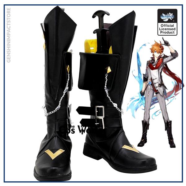 Genshin Impact Liyue Harbor Tartaglia Games Customize Cosplay Low Heels Shoes Boots - Genshin Impact Store