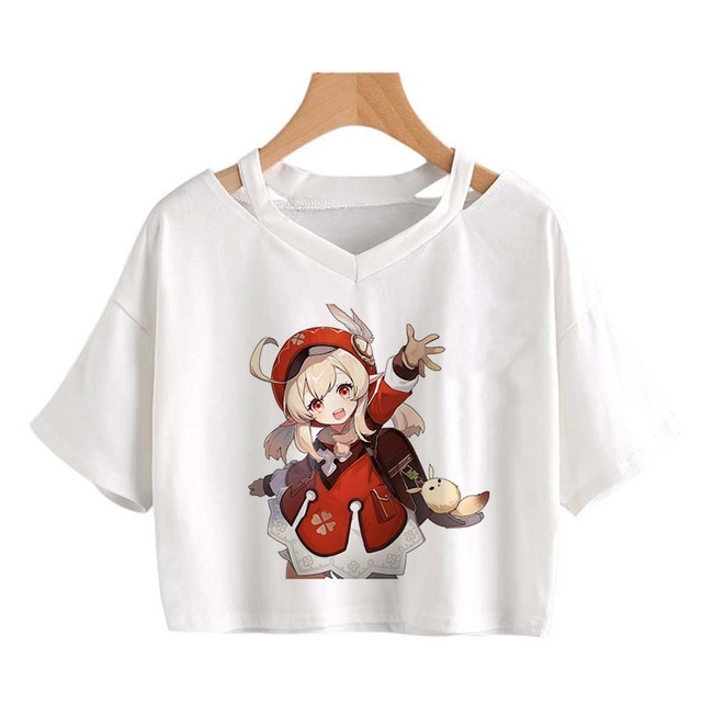 Crop Top Kawaii Genshin Impact T Shirt Women Graphic Tees Kawaii Tops Harajuku Cartoon Hu Tao 23.jpg 640x640 23 - Genshin Impact Store