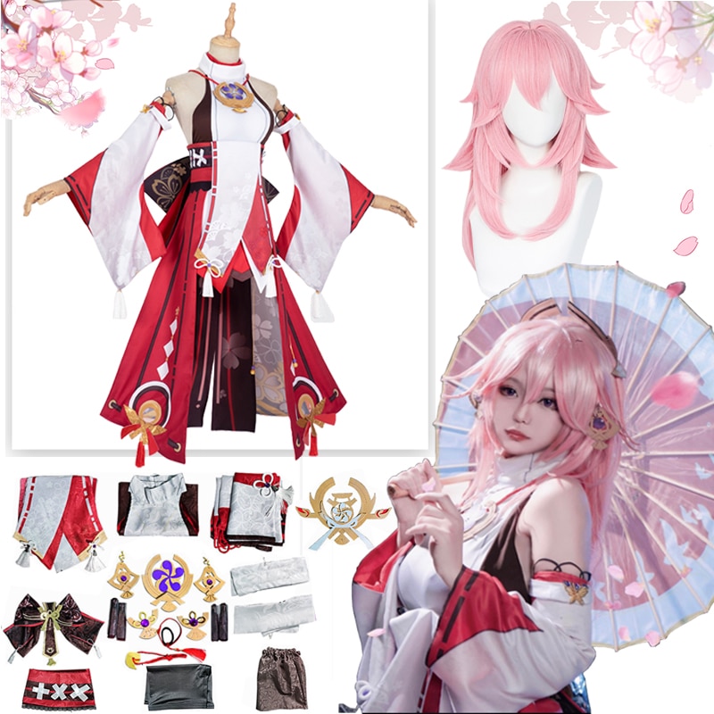 Genshin Impact Yae Miko Guuji Yae Cosplay Costume Genshin Deguisement Wig Dress Party Outfit Halloween Costumes - Genshin Impact Store